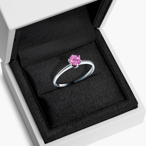 Pierścionek zaręczynowy The Journey: białe złoto, różowy szafir